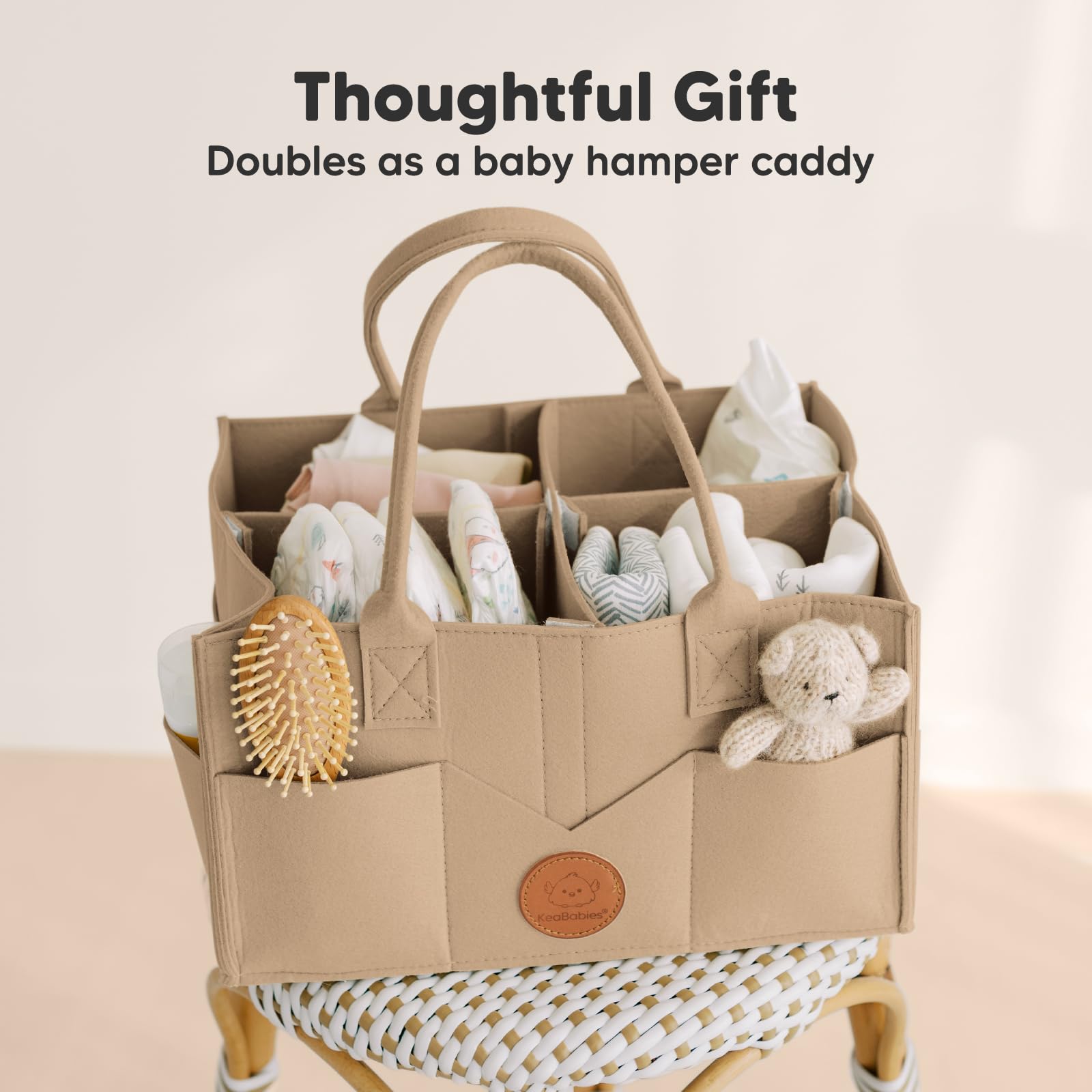 KeaBabies diaper caddy detachable dividers enabling custom configuration.