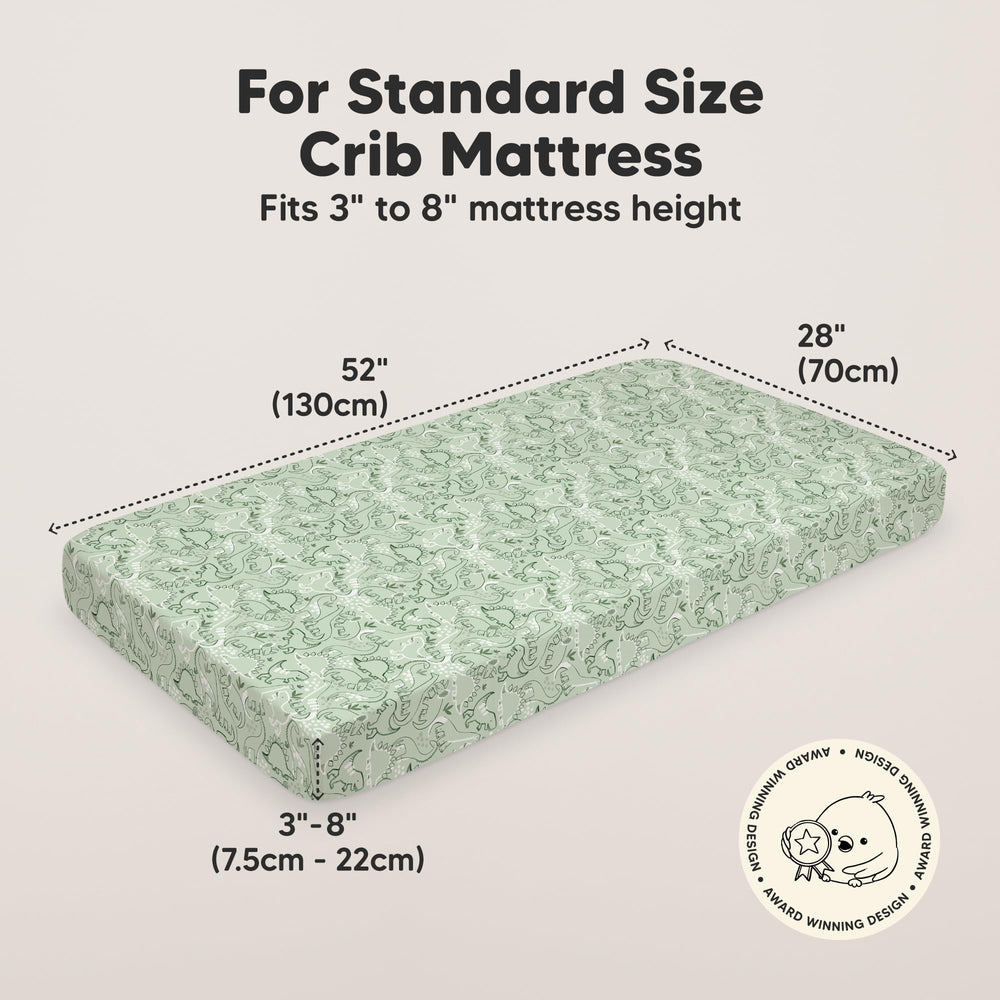KeaBabies DinoDood crib sheet fabric texture highlighting breathable jersey cotton