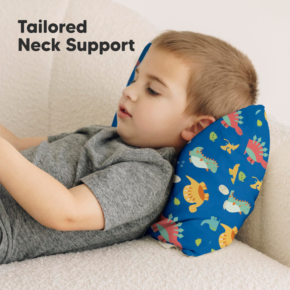 KeaBabies Dinoworld pillow packaged image demonstrates durable, machine-washable design for busy families.