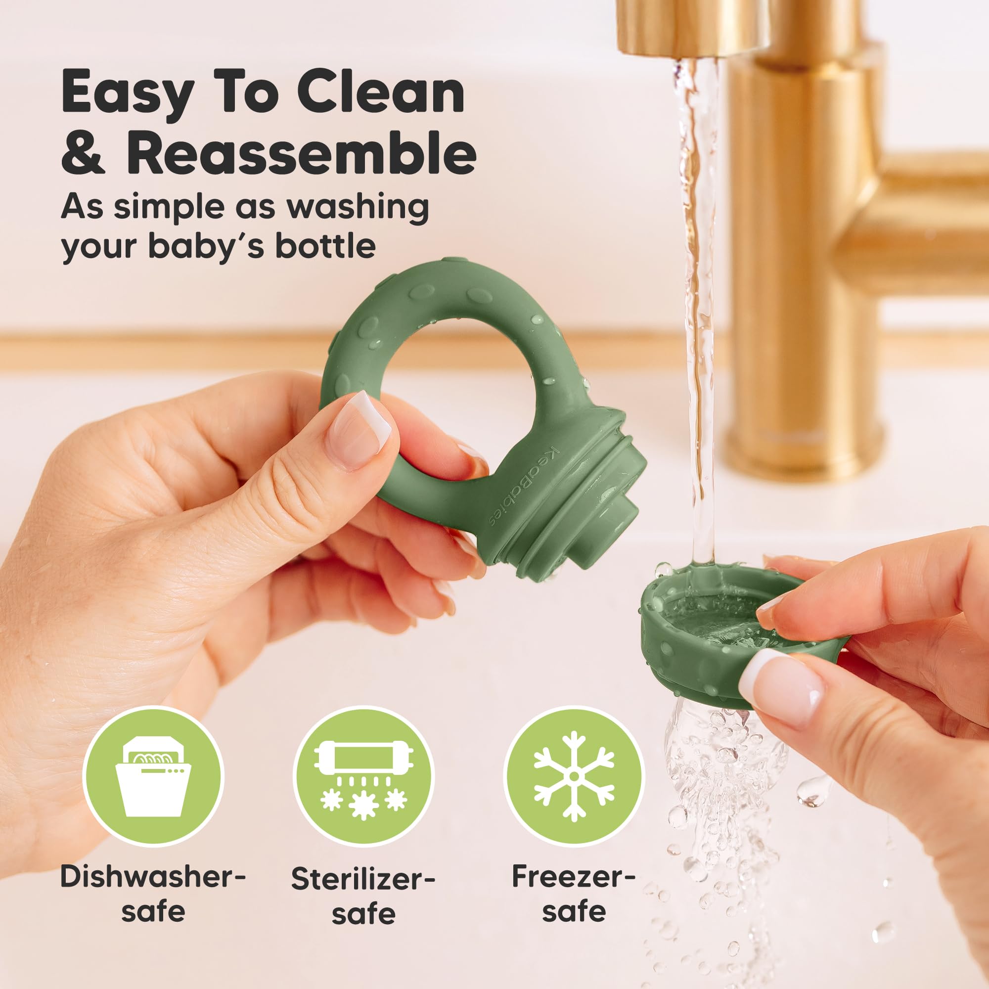 KeaBabies dishwasher-safe feeder in slate for easy cleaning