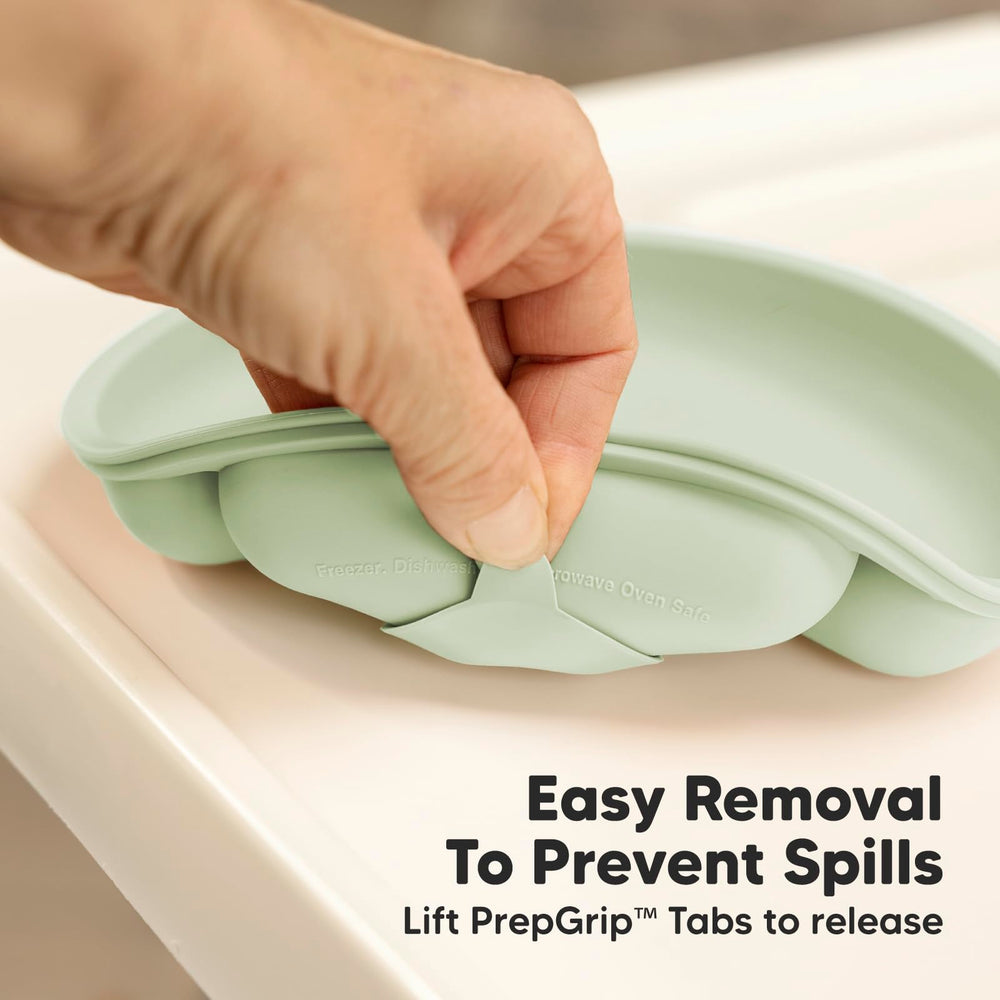 KeaBabies dishwasher-safe plate makes cleanup easy after family meals.