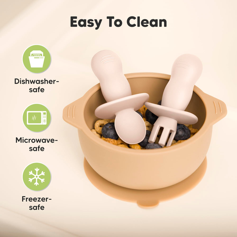KeaBabies spoon and fork are dishwasher-safe for quick cleanup after meals.