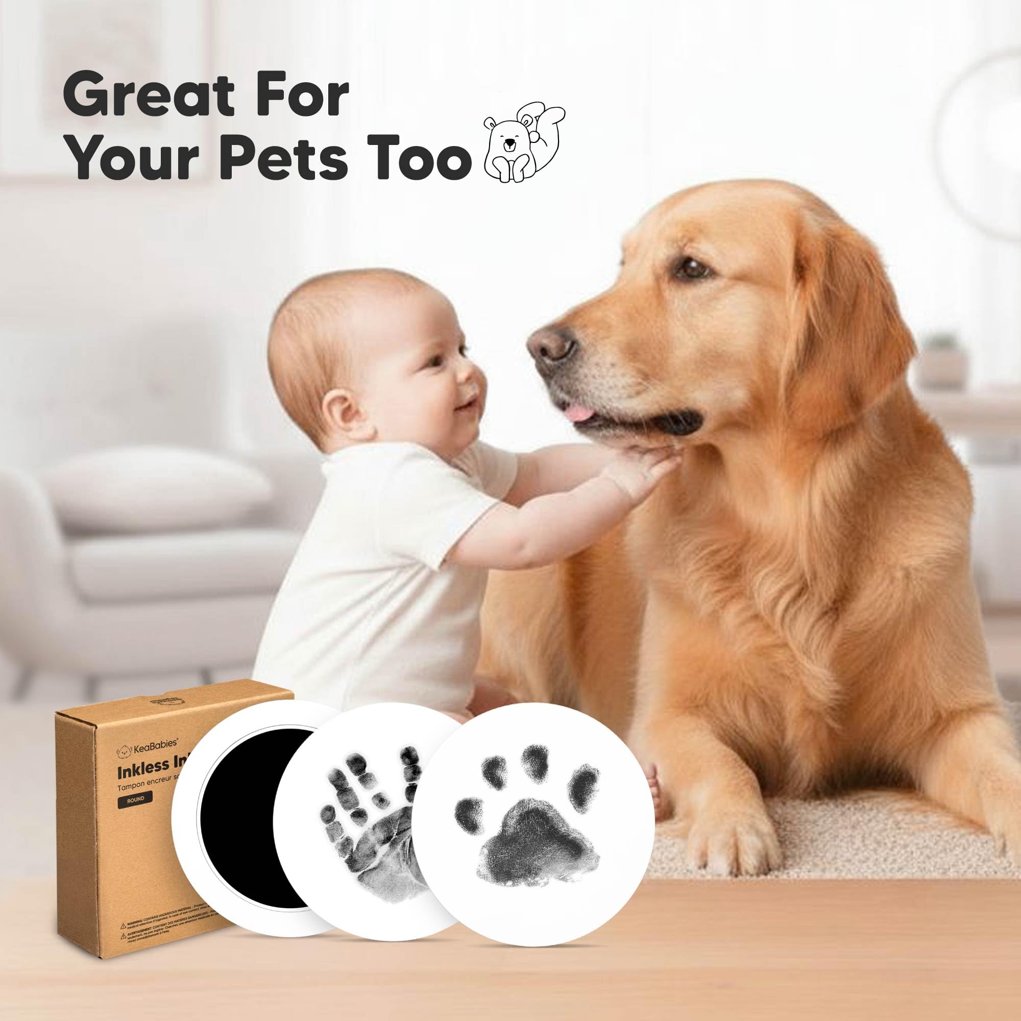 KeaBabies paw print and dog nose option shown for pets keepsakes.