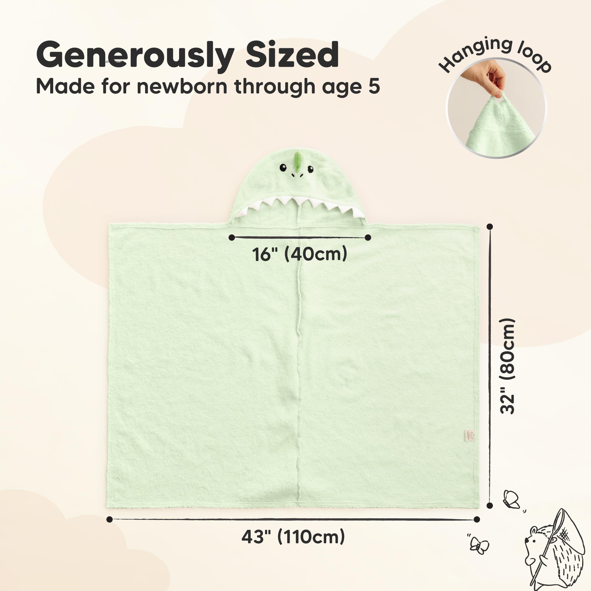 KeaBabies Draco towel absorbs bath moisture quickly for cozy drying after baths.