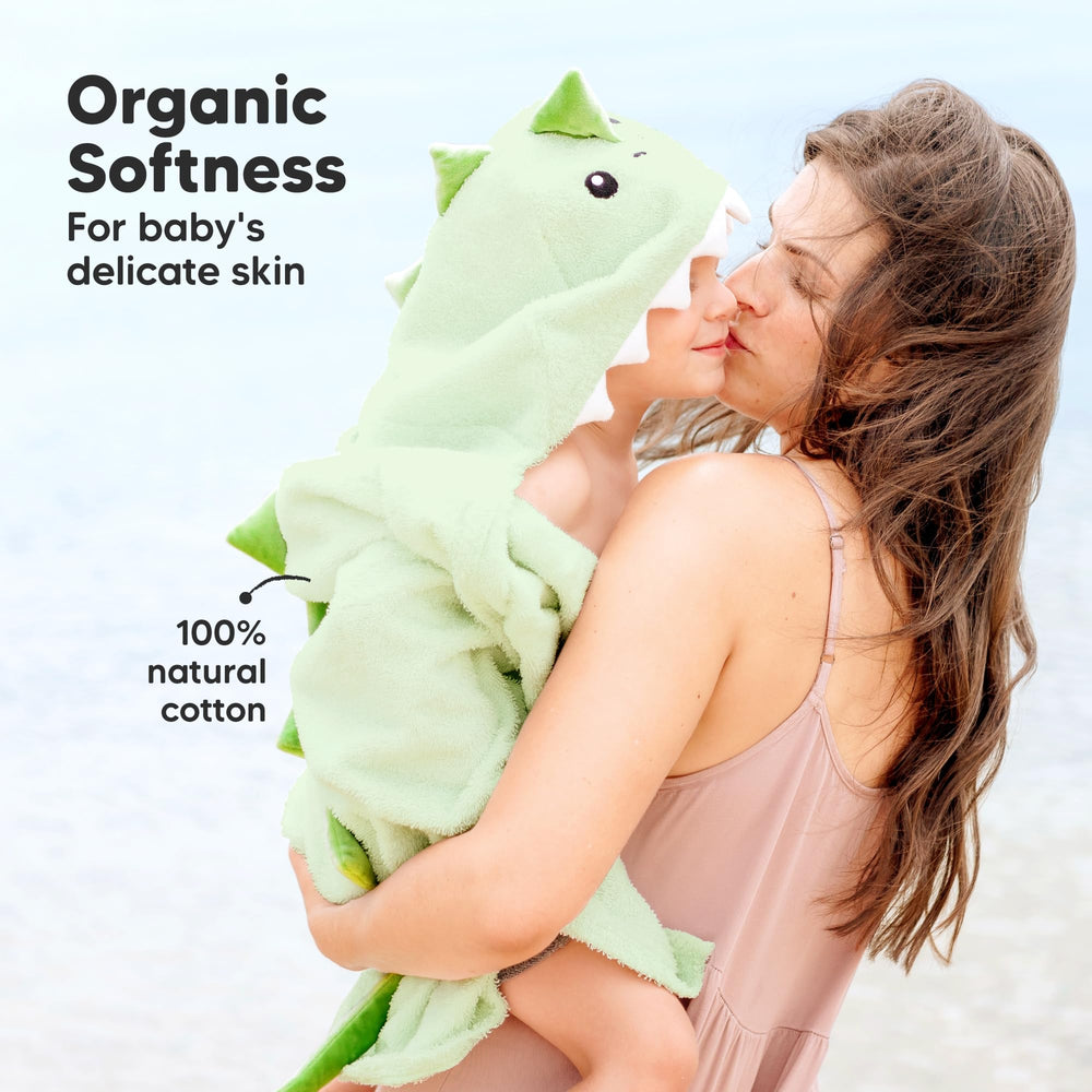 KeaBabies Draco towel features drying loop for easy hanging.