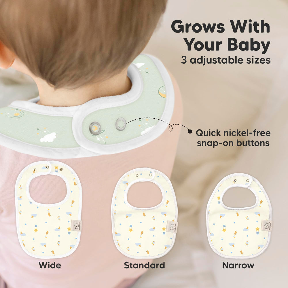 KeaBabies Dreamers adjustable snaps close-up for a comfy, secure fit.