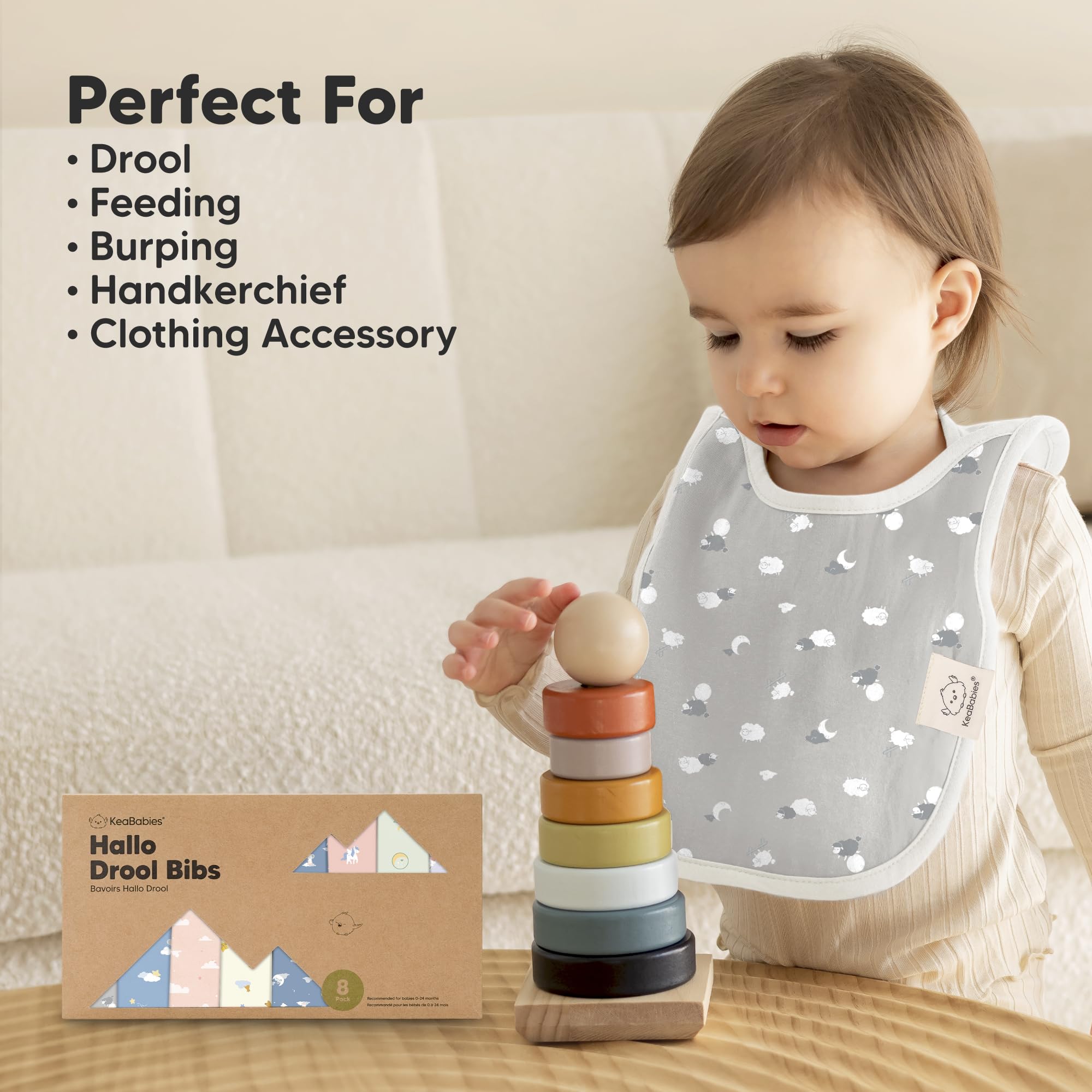 KeaBabies Dreamers bib gift box packaging ready for gifting