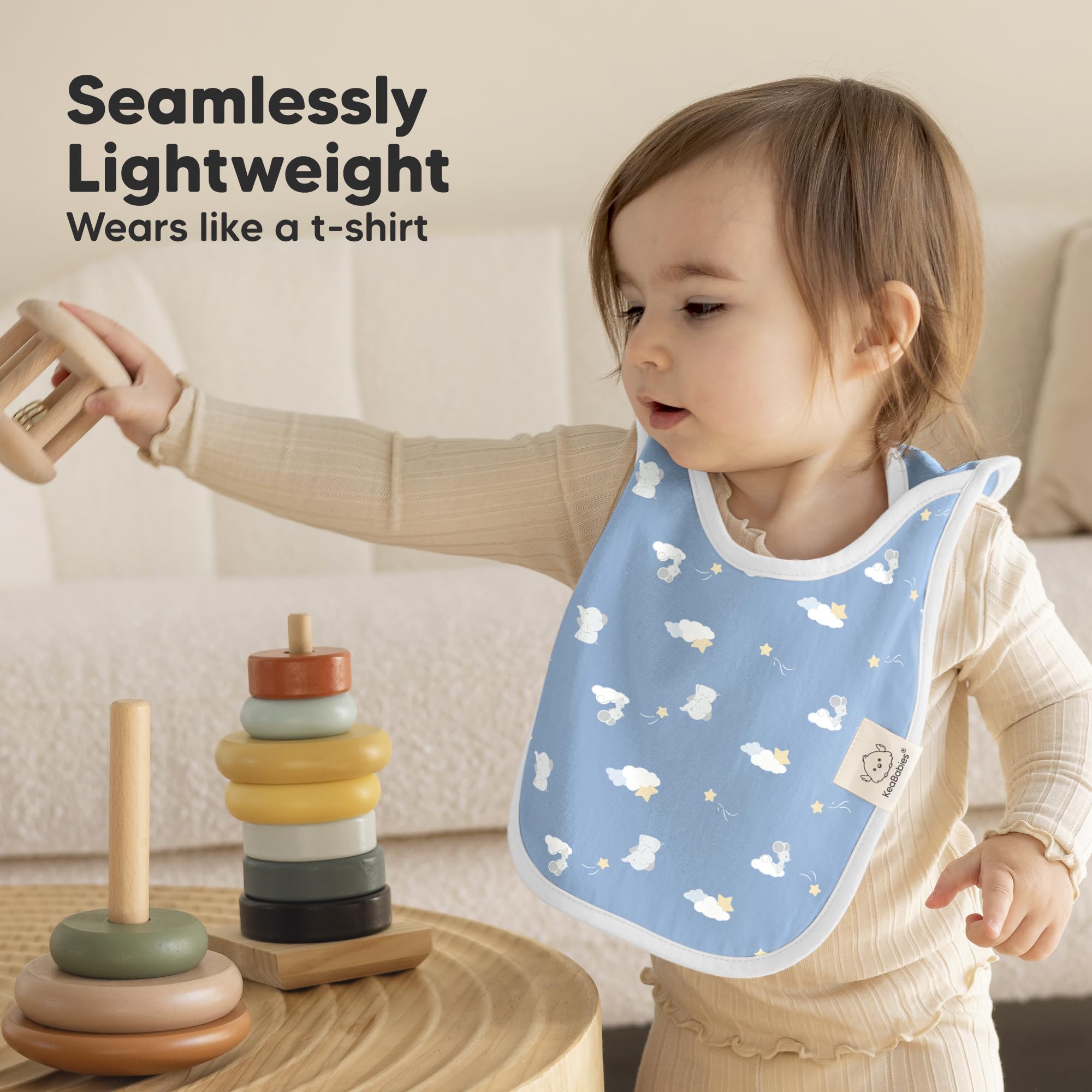 KeaBabies Dreamers bib set features unisex colors for any outfit