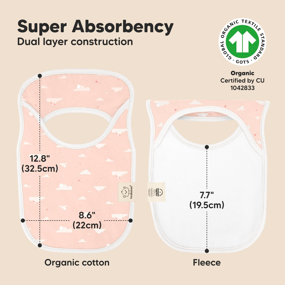 KeaBabies Dreamers bib shows fleece backing for added absorption