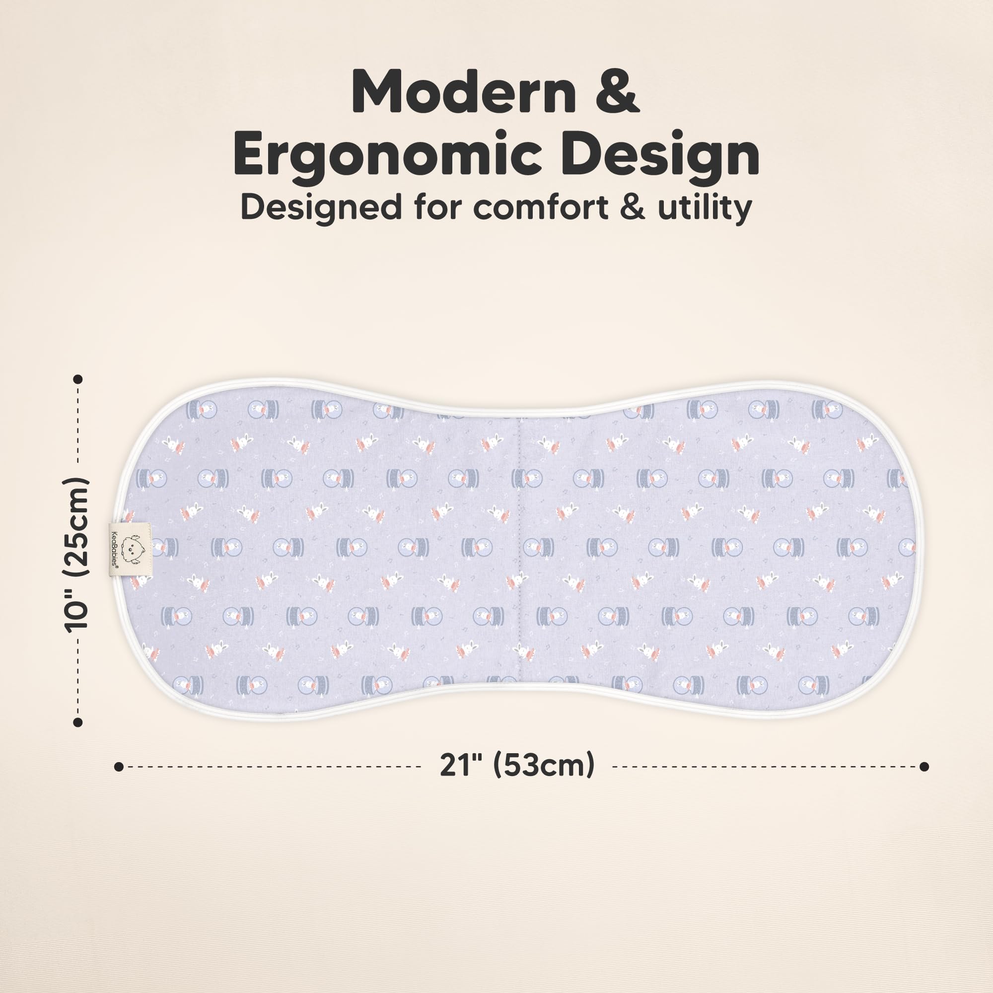 KeaBabies Dreamers burp cloth with figure-8 shoulder design prevents slipping during feeds.