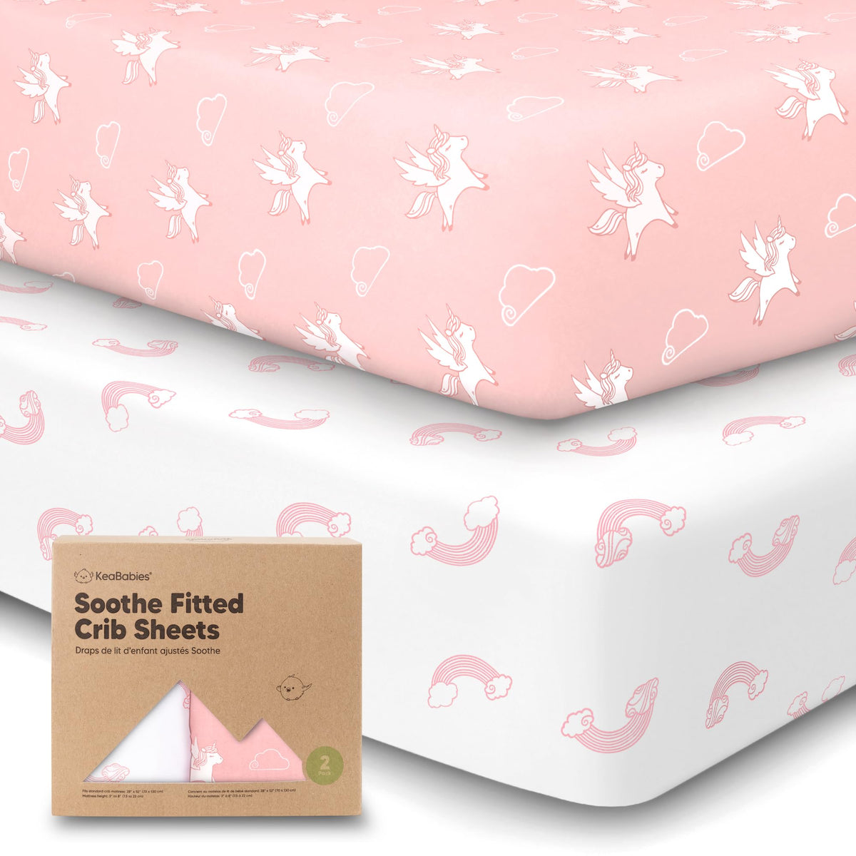 KeaBabies Dreamland crib sheets folded—soft organic cotton for comfortable naps