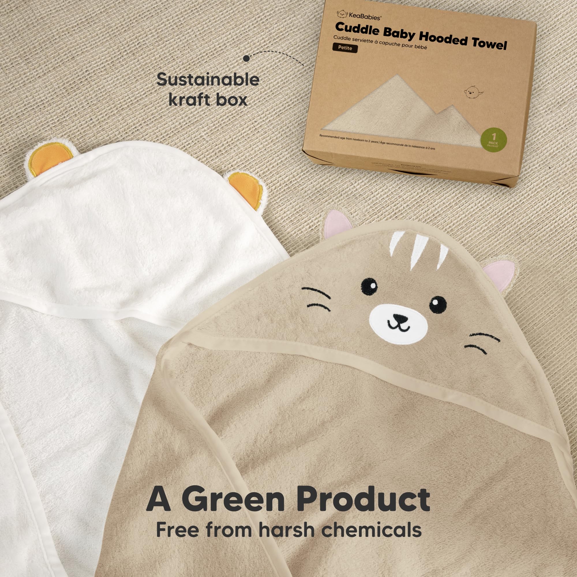 KeaBabies towel absorbs water quickly keeping baby comfortable