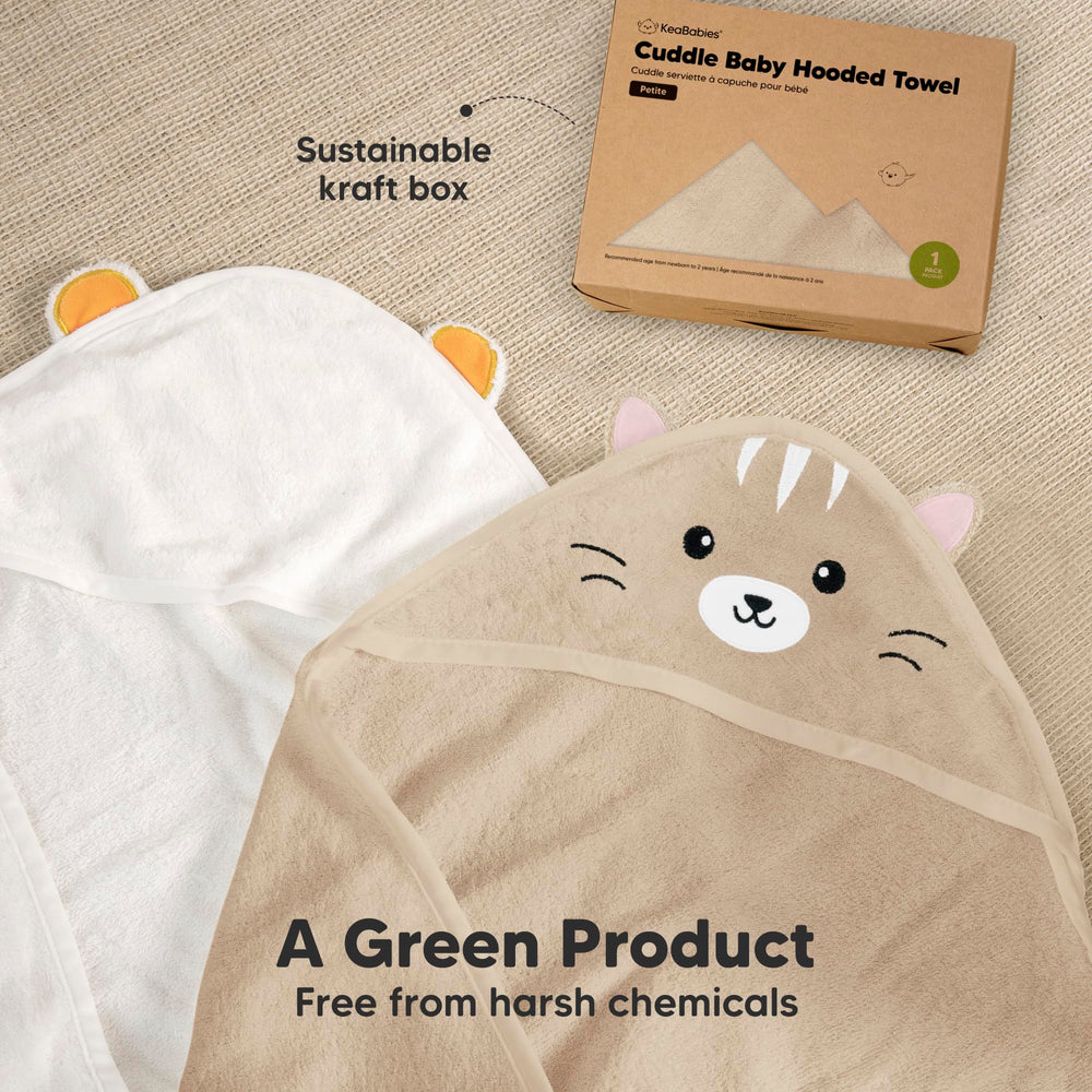 KeaBabies towel absorbs water quickly keeping baby comfortable