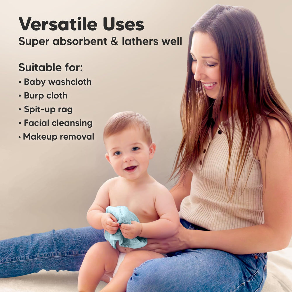 KeaBabies dryer-friendly washcloths — easy care and quick drying.