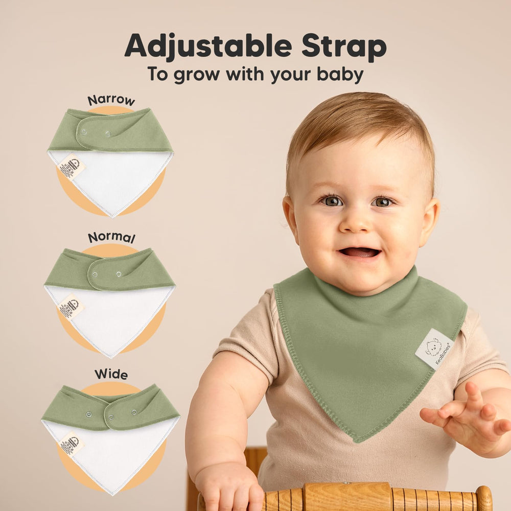 KeaBabies dual-layer absorbent bib showing inner cotton and back fleece for protection