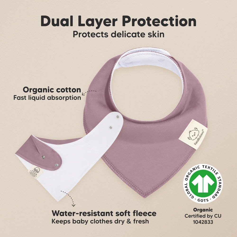 KeaBabies dual-layer-absorption bibs deliver superior absorption for teething and drool messes.