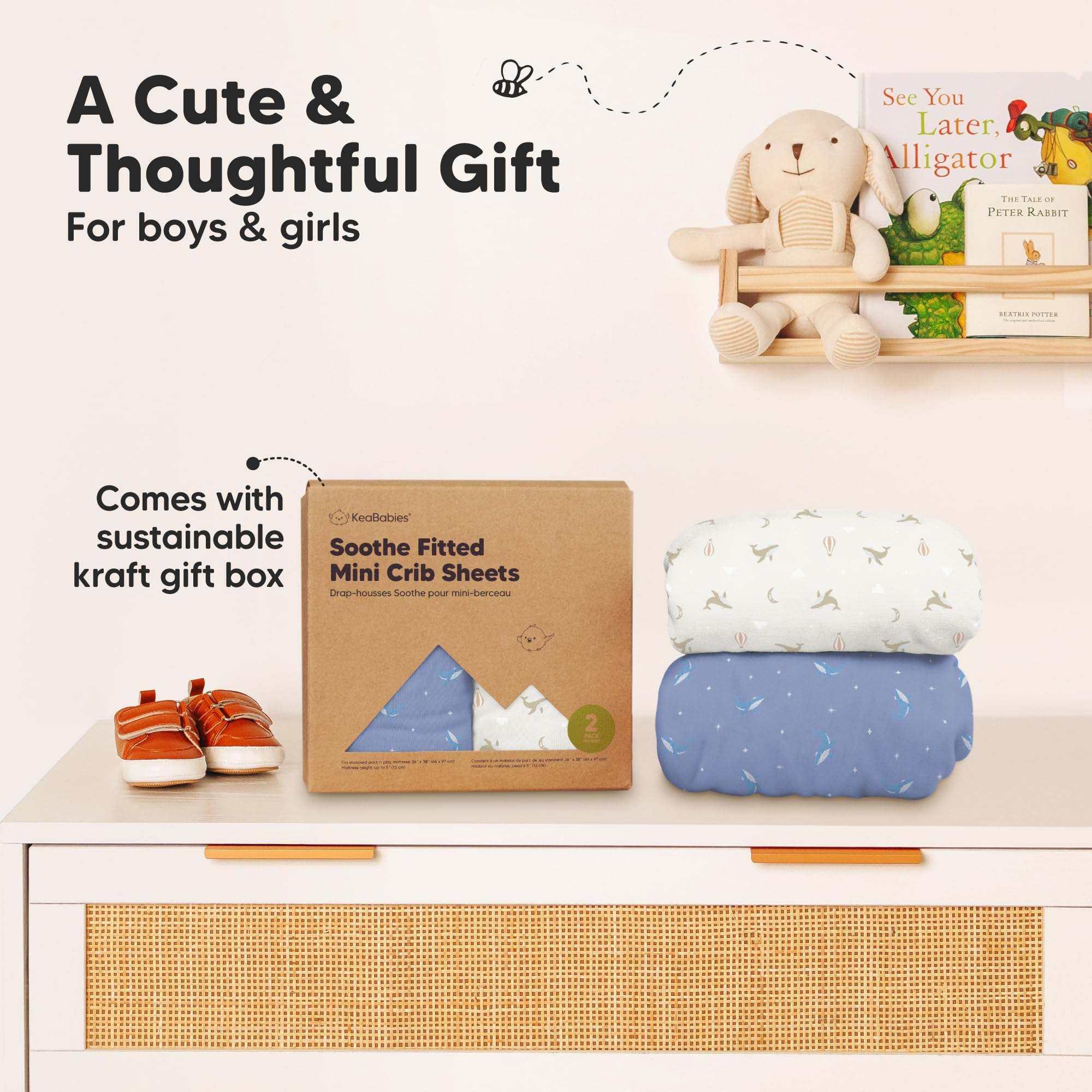 KeaBabies durable mini crib sheets withstand daily wear-and-tear with long-lasting quality.
