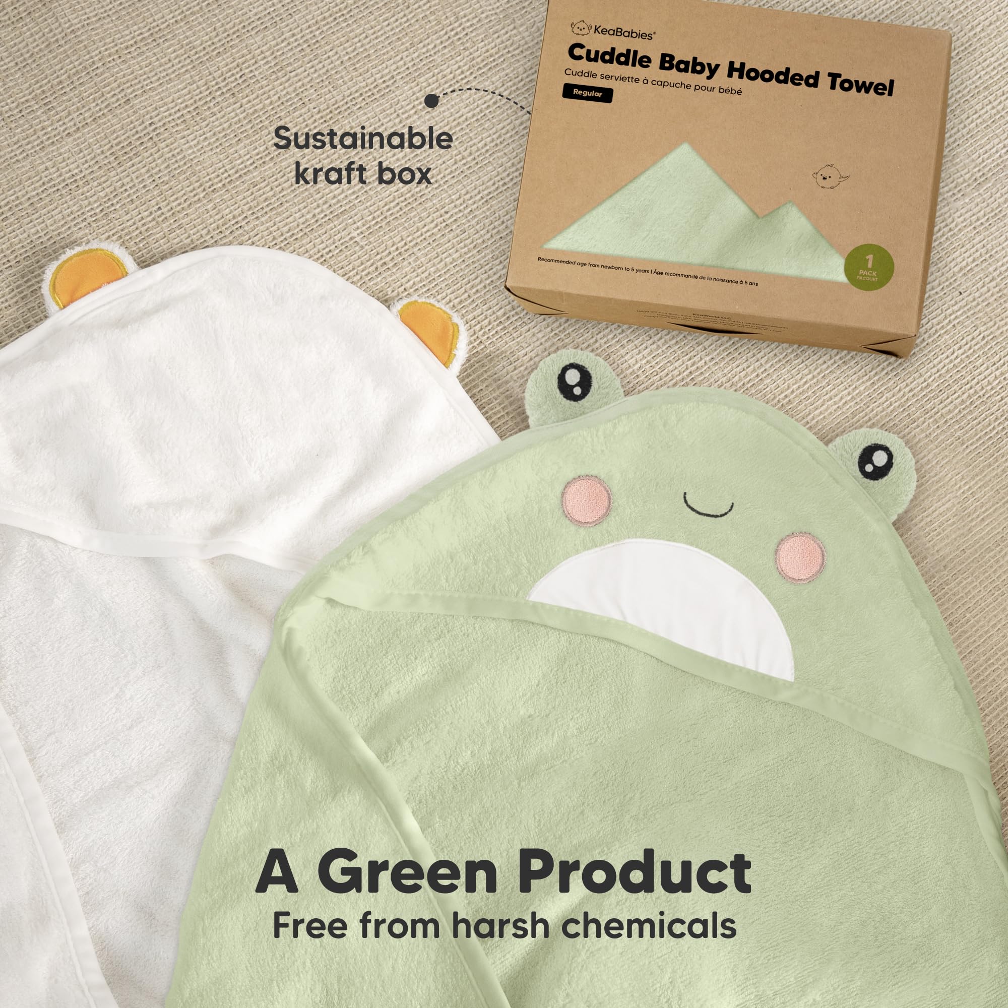 KeaBabies durable towel features long-lasting construction after repeated washes.