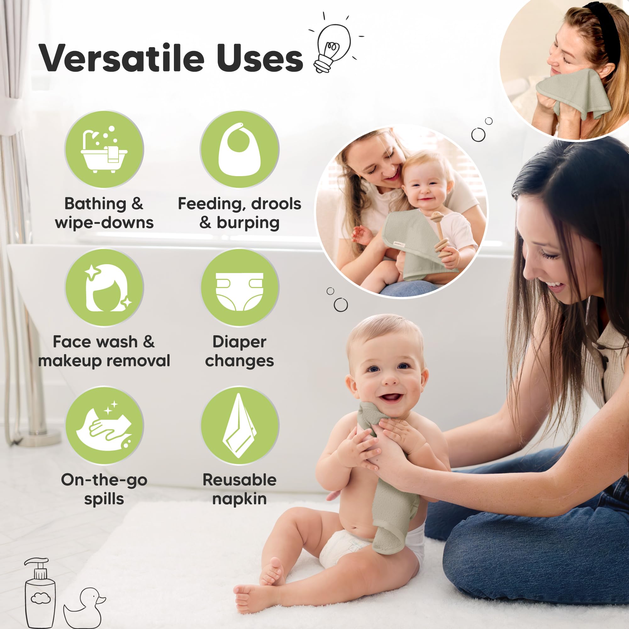 KeaBabies durable machine-washable washcloths stay plush after repeated cycles.