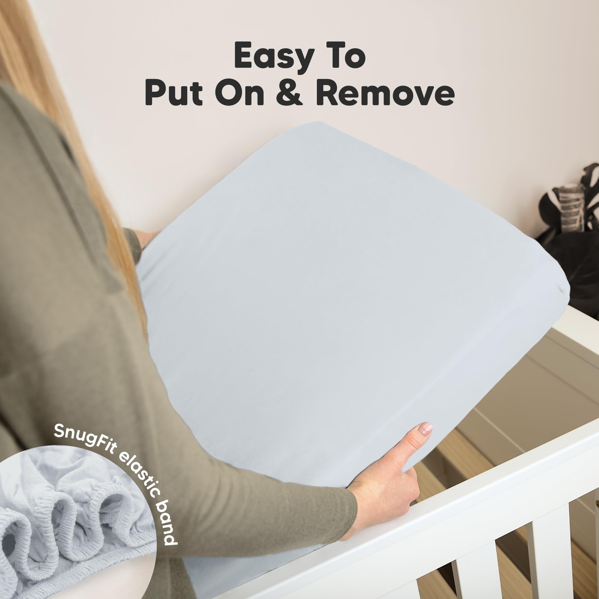 KeaBabies durable crib sheets show machine-washable, dryer-friendly care.