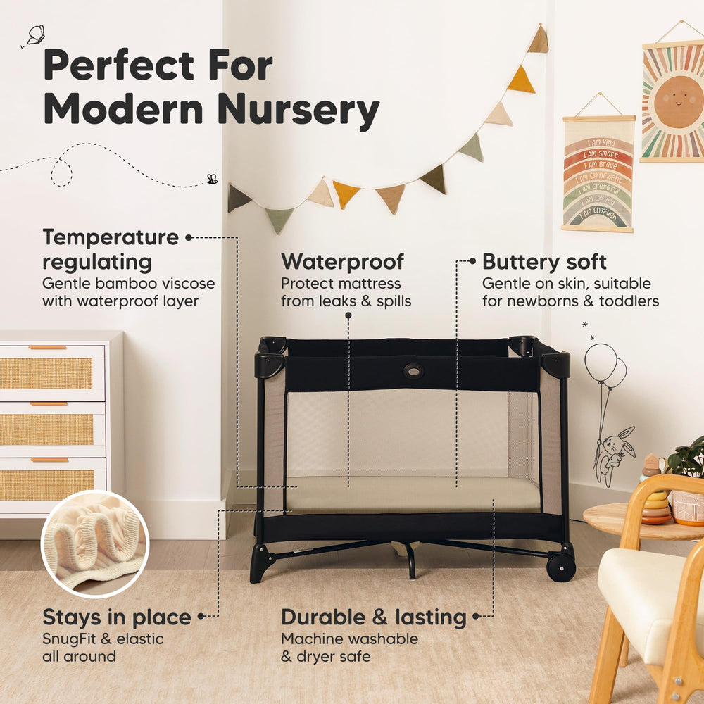 KeaBabies durable mini crib sheets—machine washable and dryer-friendly