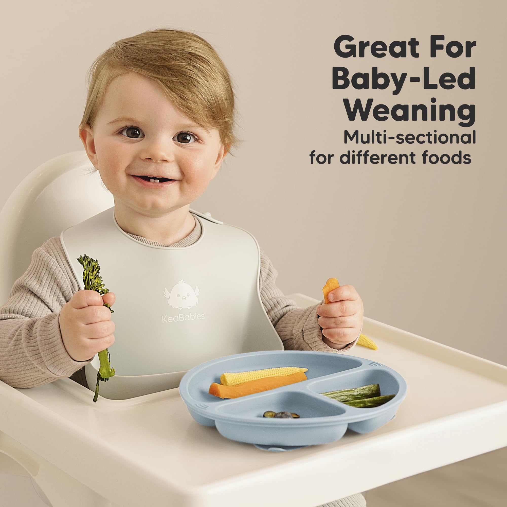 KeaBabies unbreakable silicone plate endures busy mealtimes with kids