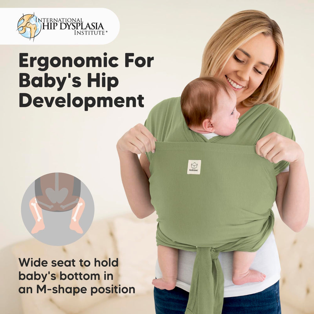 KeaBabies dusty olive wrap back-panel offers ergonomic support for longer wear