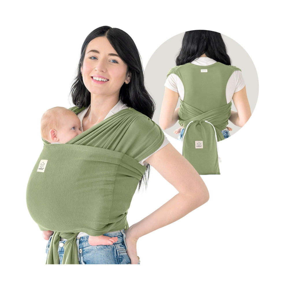 KeaBabies dusty olive wrap close-up fabric showing breathable material ideal for all-day comfort