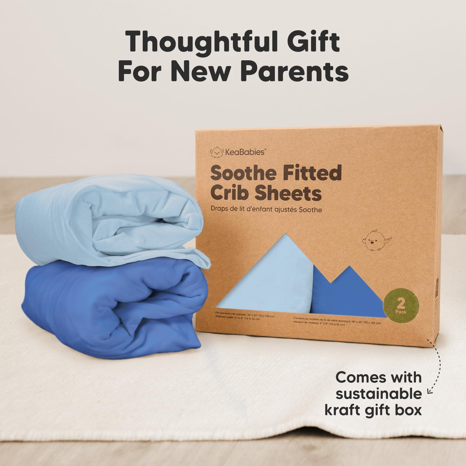 KeaBabies easy-care dryer-friendly sheets simplify laundry routine.