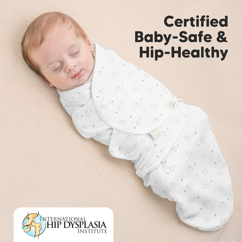 KeaBabies easy-change zipper swaddle allows diaper changes without unwrapping.