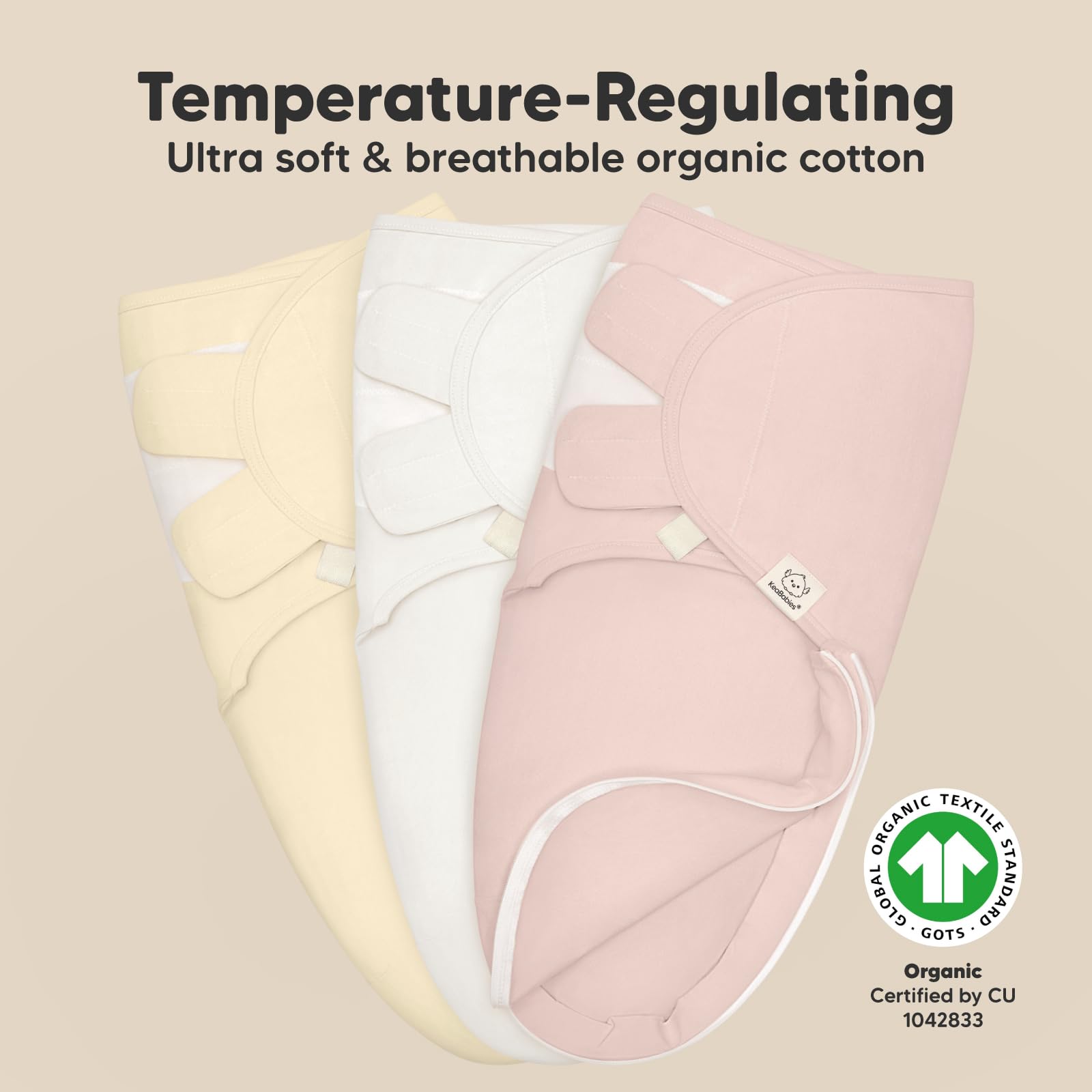 KeaBabies easy-change zipper swaddle simplifies diaper changes without unwrapping.