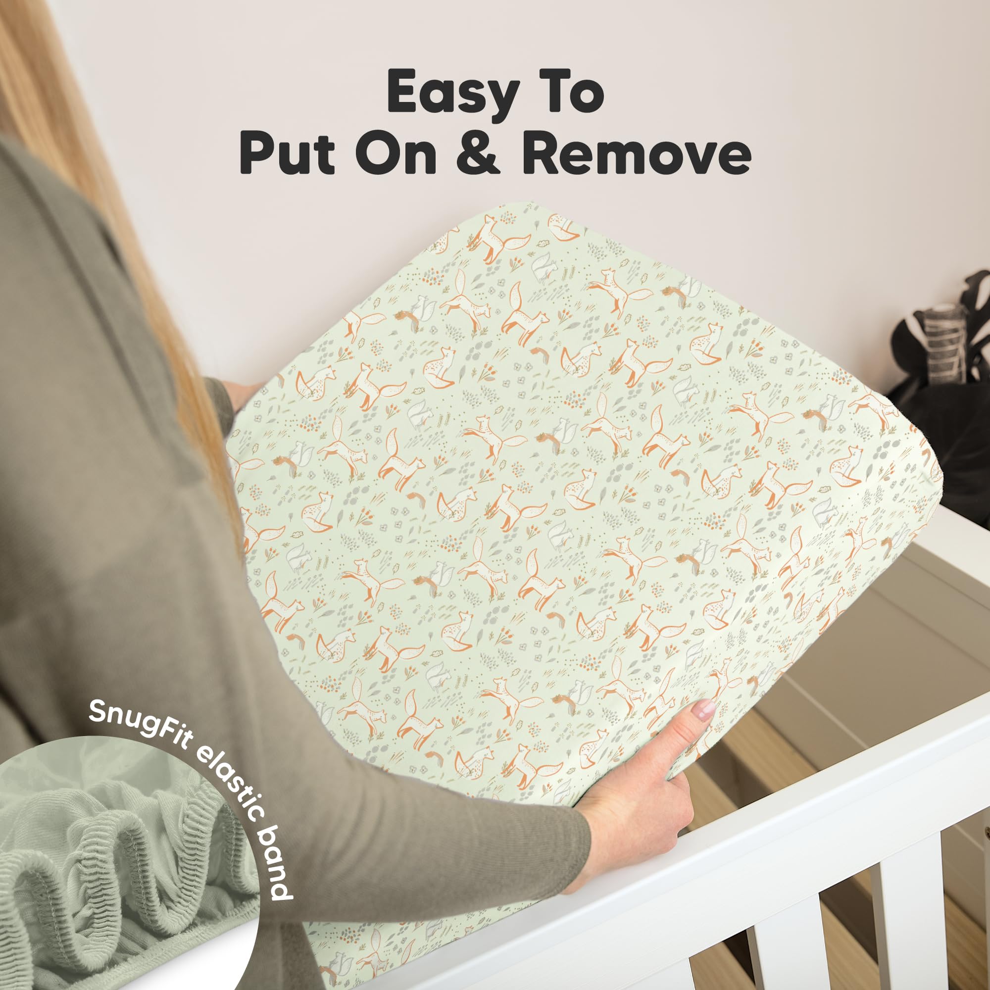 KeaBabies easy-fit snugfit tech graphic highlights quick fitting process.