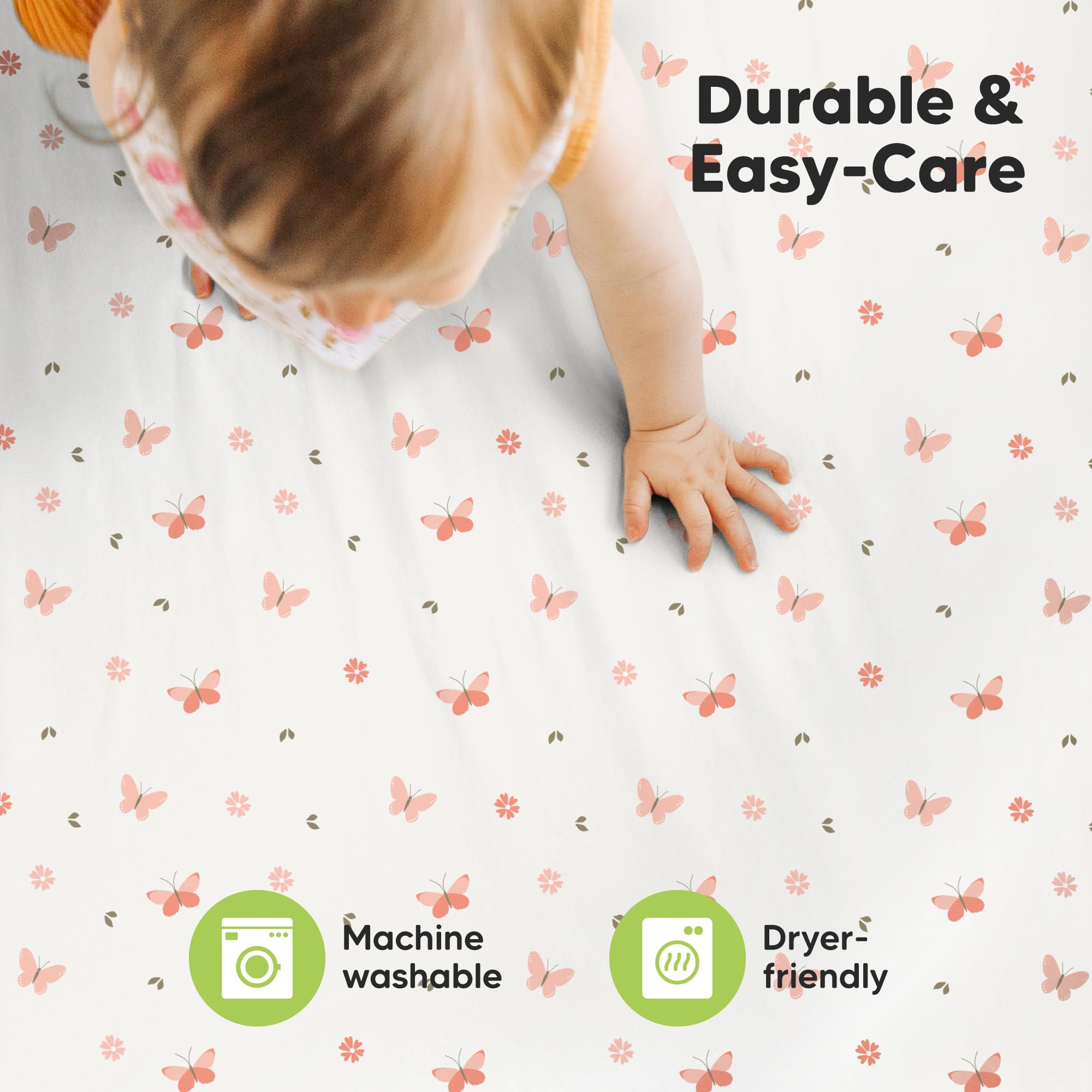 KeaBabies easy-on, easy-off fabric helps parents swap sheets quickly.