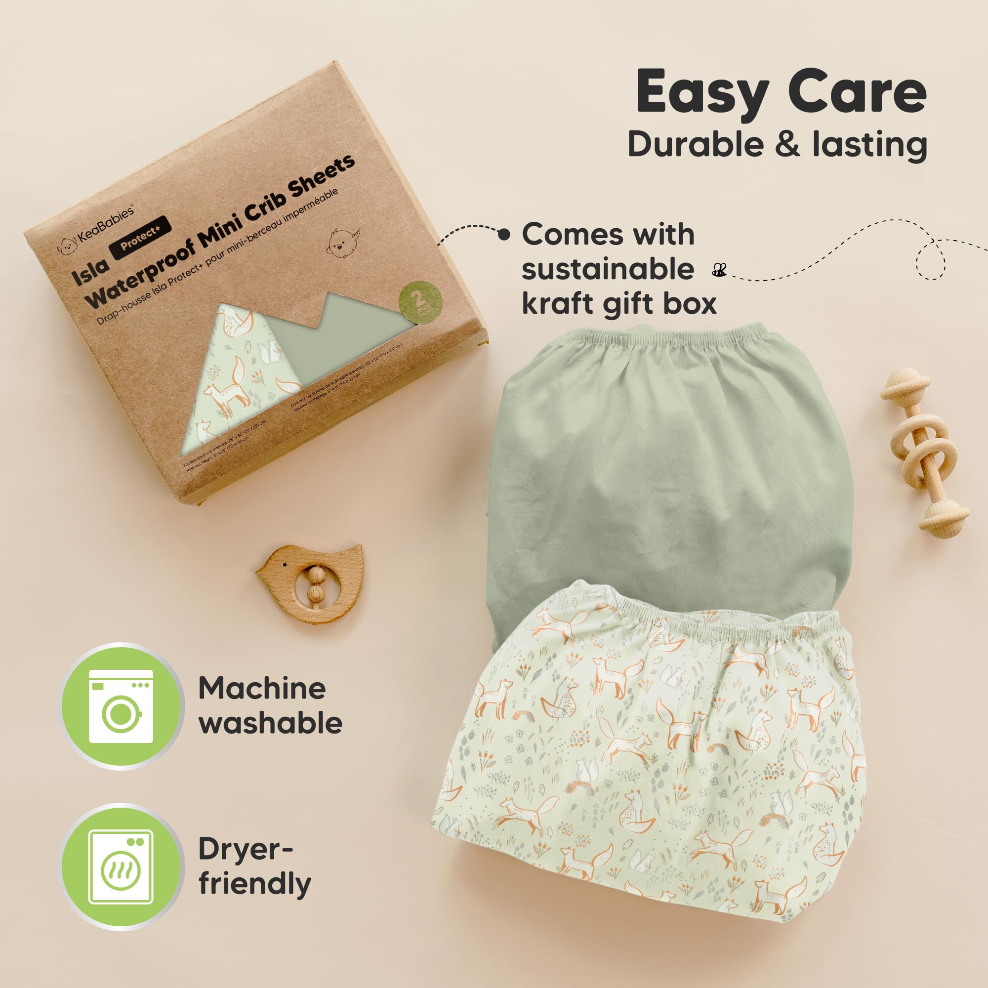 KeaBabies easy-on-off mini-crib-sheet simplifies changing