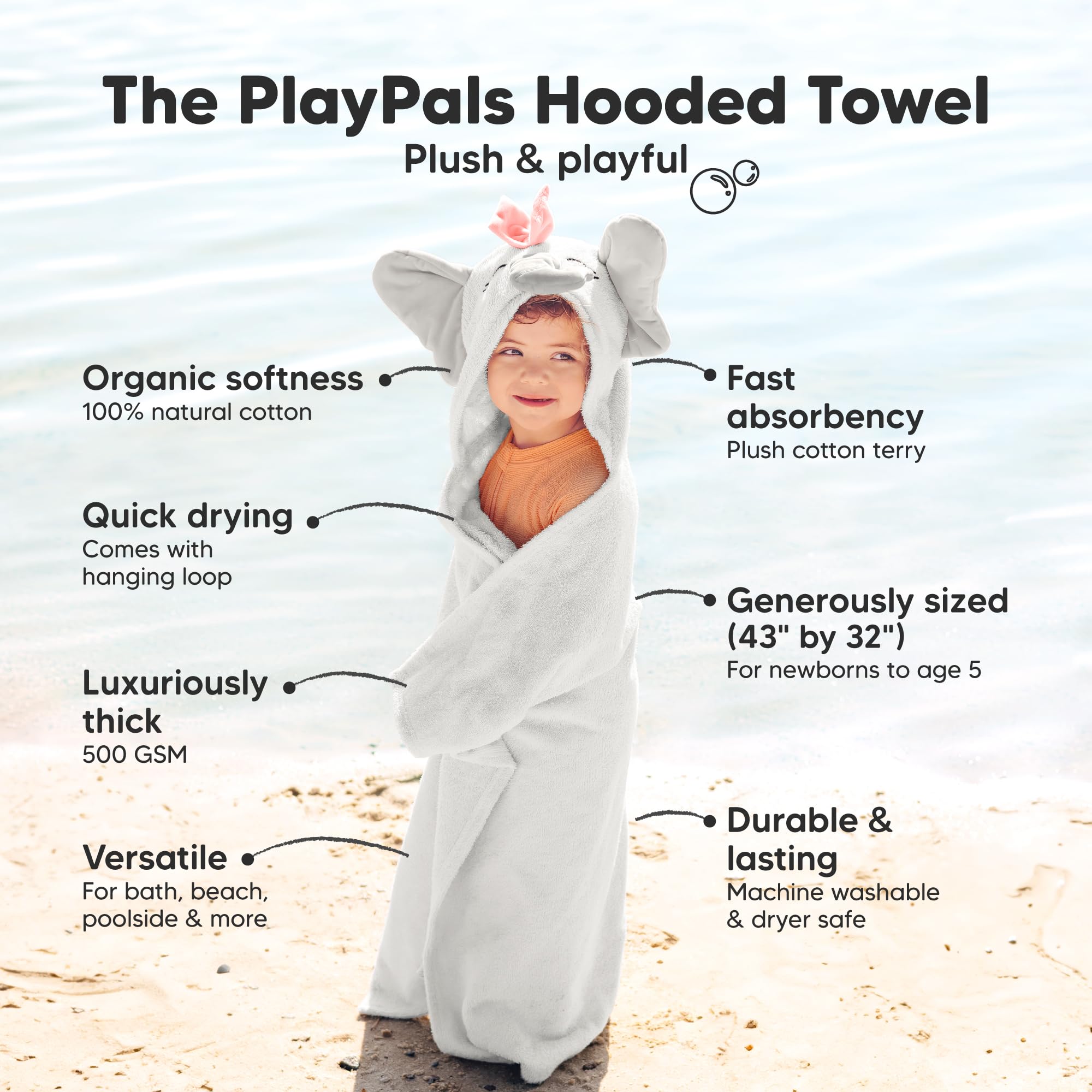 KeaBabies Ella drying loop enables easy hanging after baths.