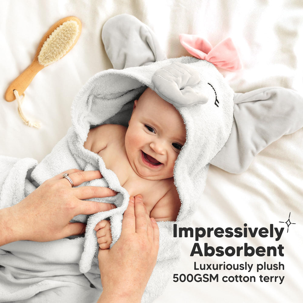 KeaBabies Ella large 43x40 inch towel fits newborns to toddlers.