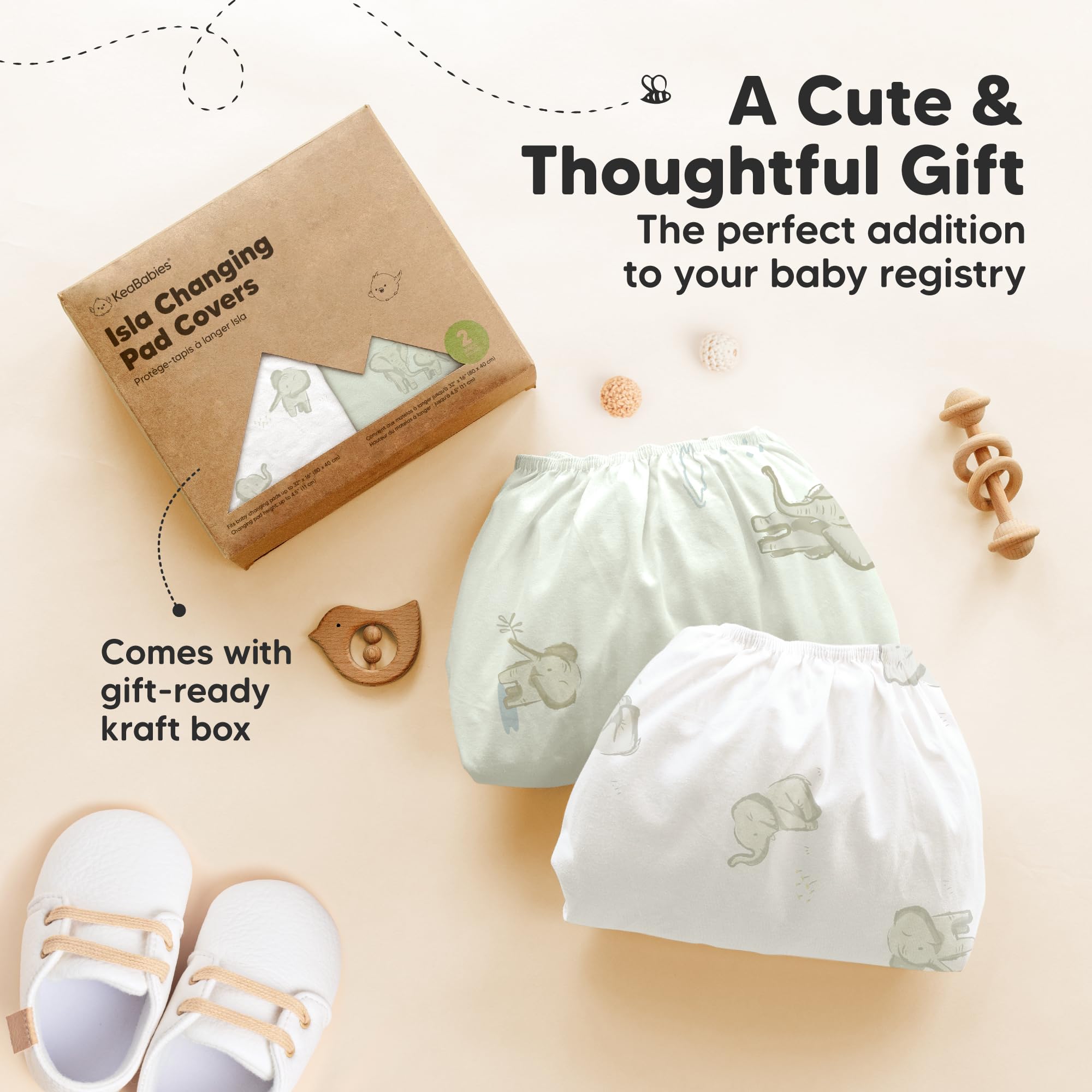 KeaBabies Elly changing pad cover complements a calm baby room setup