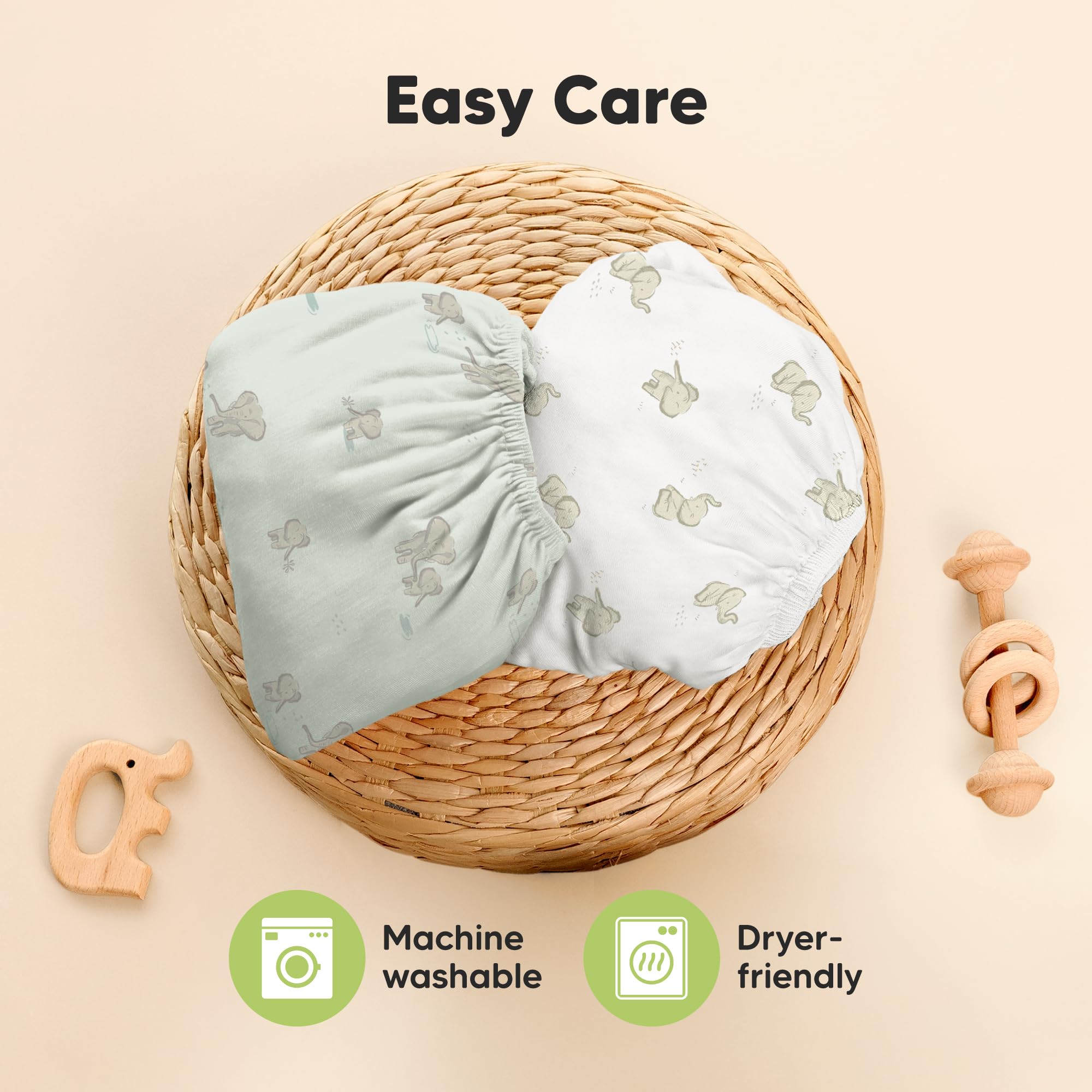 KeaBabies Elly dryer-friendly-care keeps sheets soft after washing.