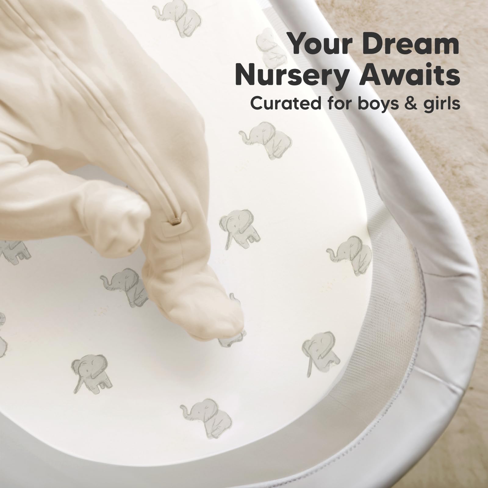 KeaBabies Elly easy-on-off design aids quick sheet changes.