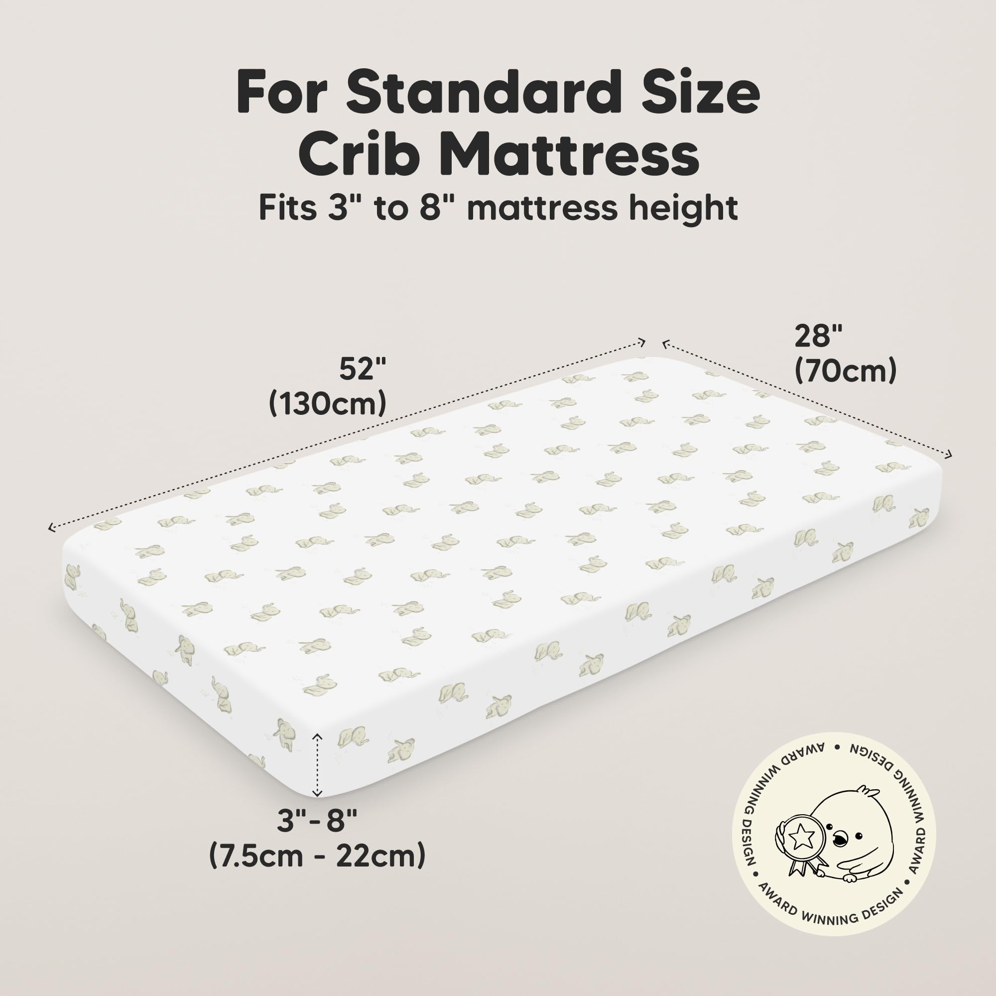 KeaBabies Elly SnugFit Tech close-up ensures easy fitting on crib mattress.