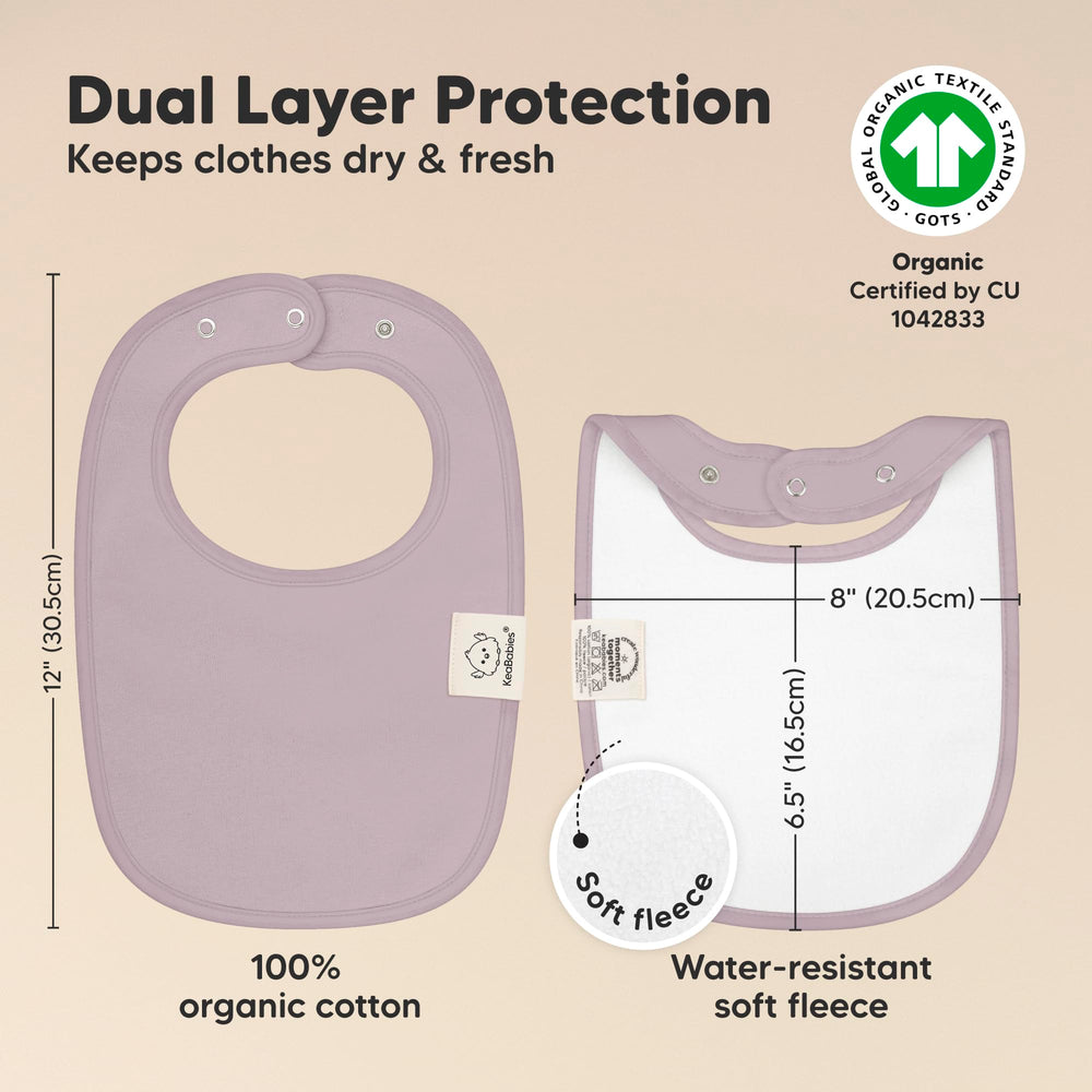 KeaBabies Embrace 8-Pack bibs adjustable-snaps illustrate easy fit for growing babies