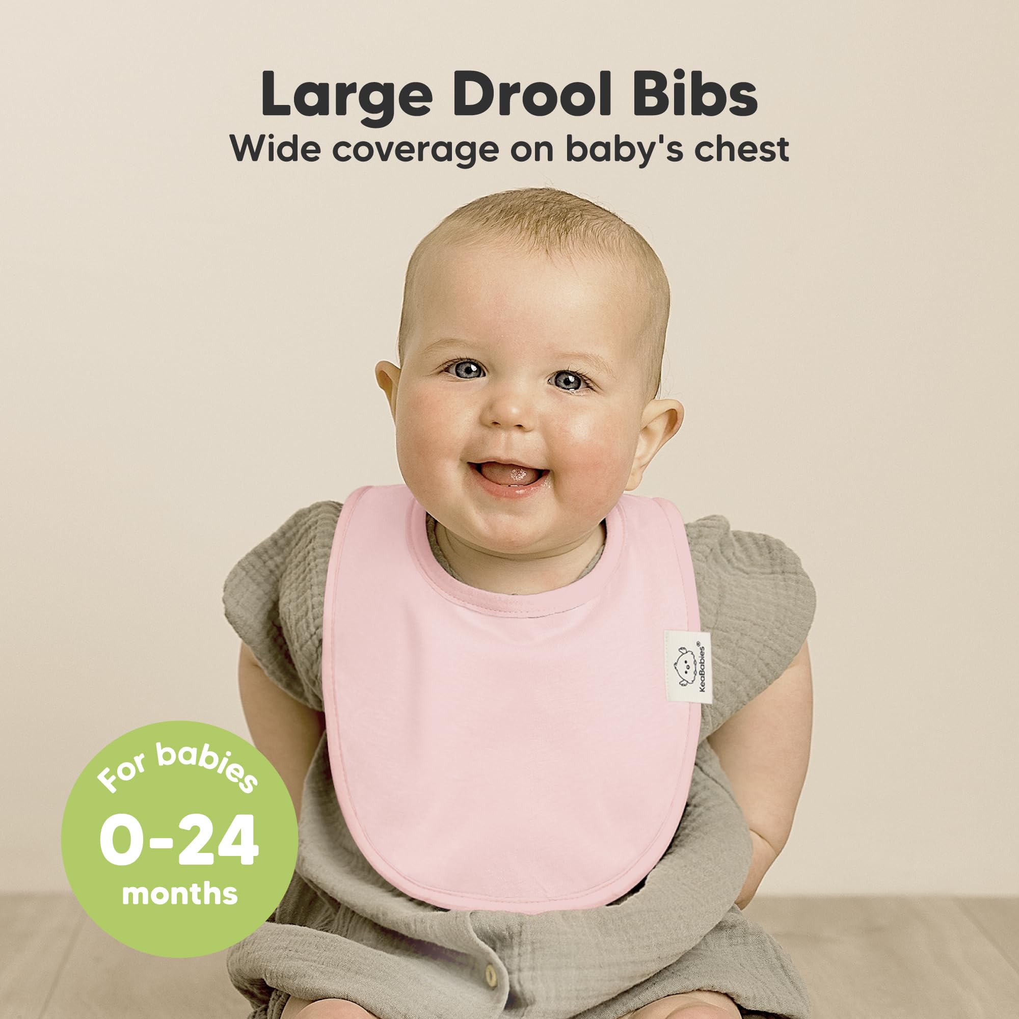 KeaBabies Embrace 8-Pack bibs with absorbent layer demonstrates high drool absorption