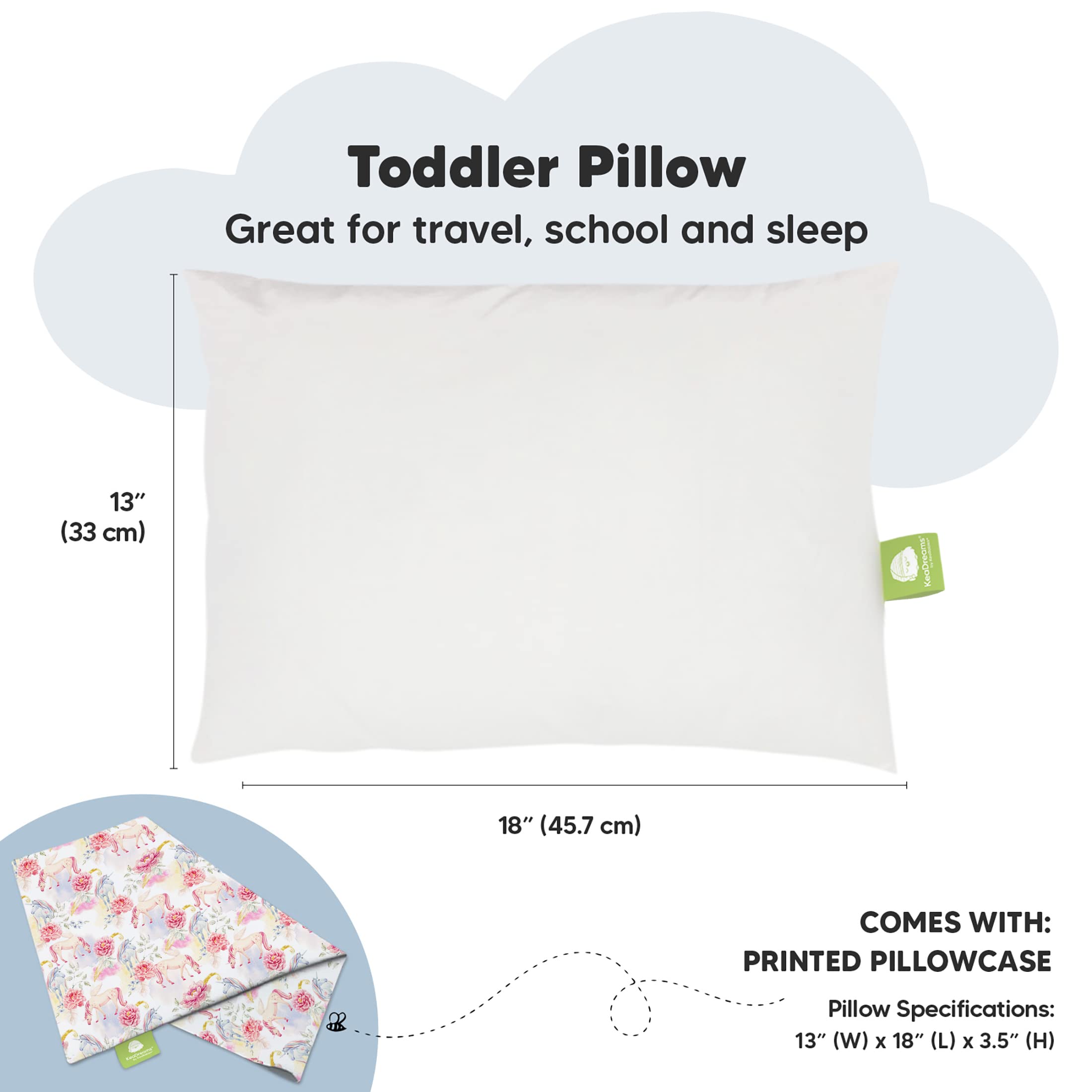 KeaBabies ergonomic neck support image shows proper alignment during toddler sleep.