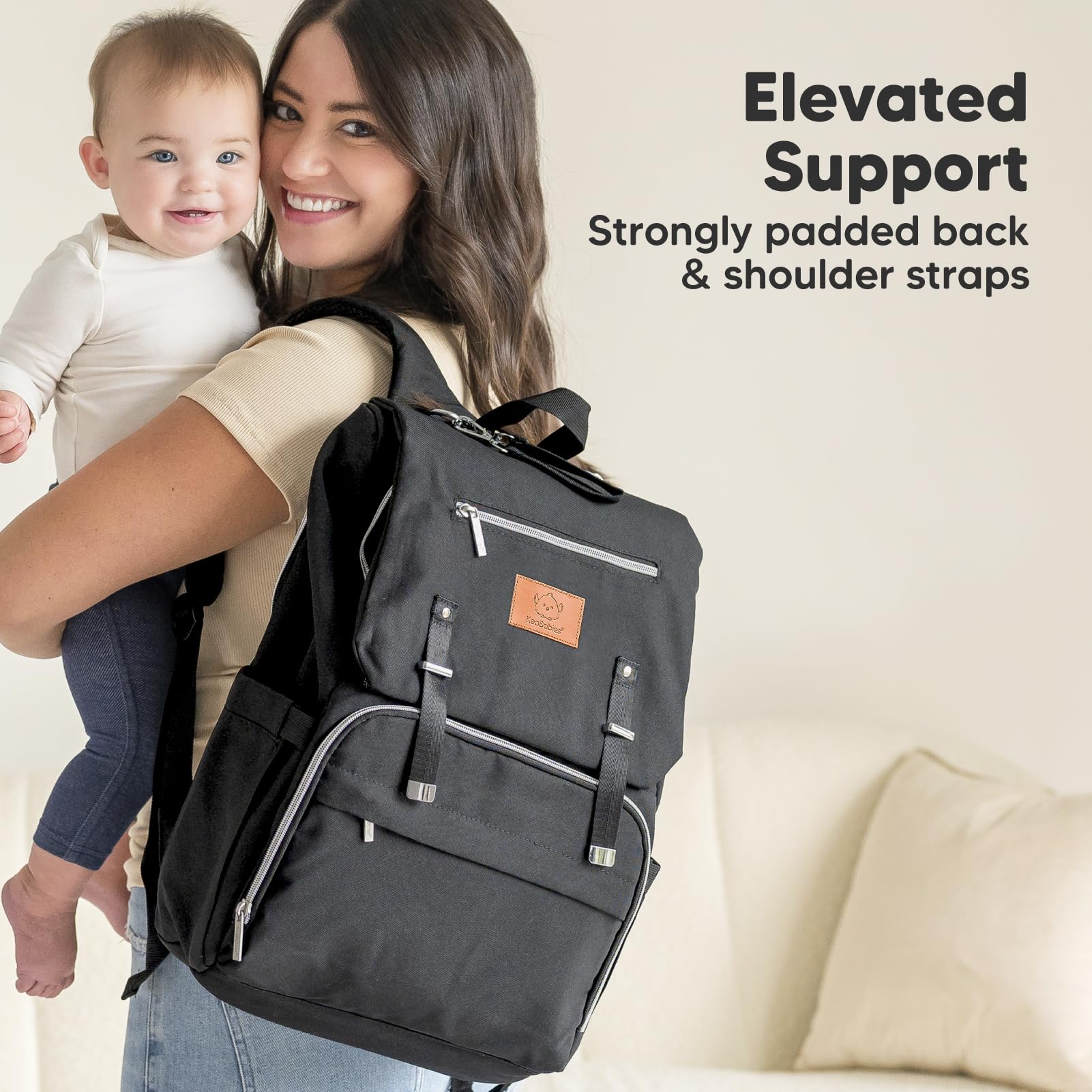 KeaBabies Explorer bag insulated bottle pockets keep drinks warm or cool on trips.