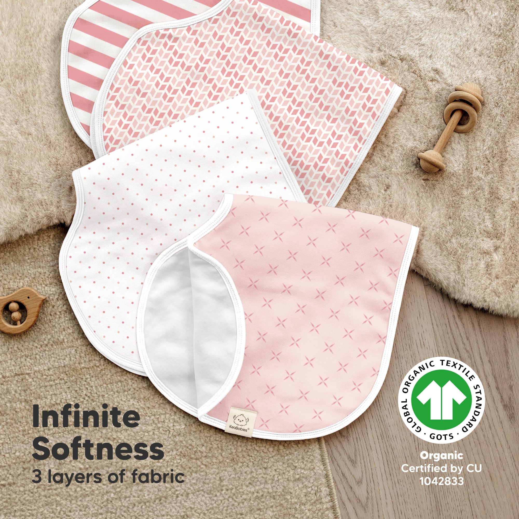 KeaBabies extra-large 22x12 burp cloth provides ample shoulder coverage.
