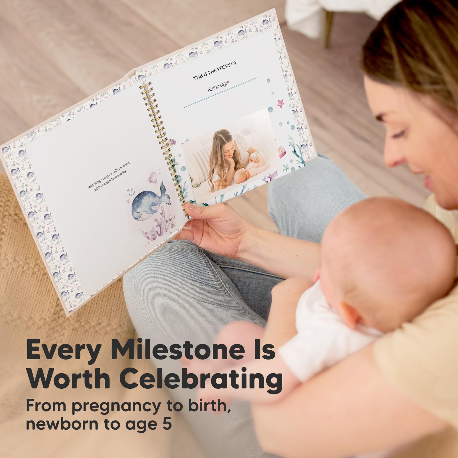 KeaBabies first-year milestones memory book pages feature minimalist design