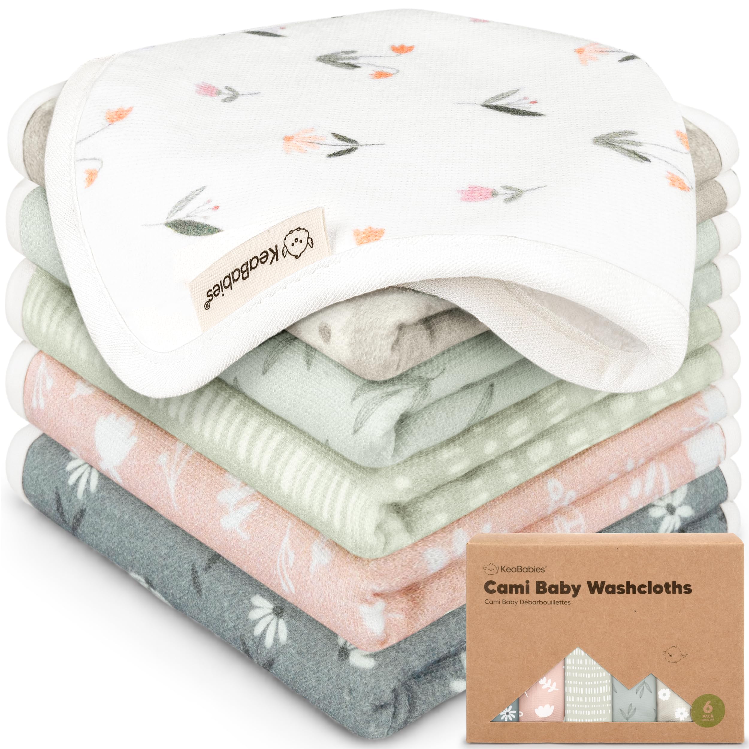 KeaBabies Fleur 6-pack washcloth box for gifting