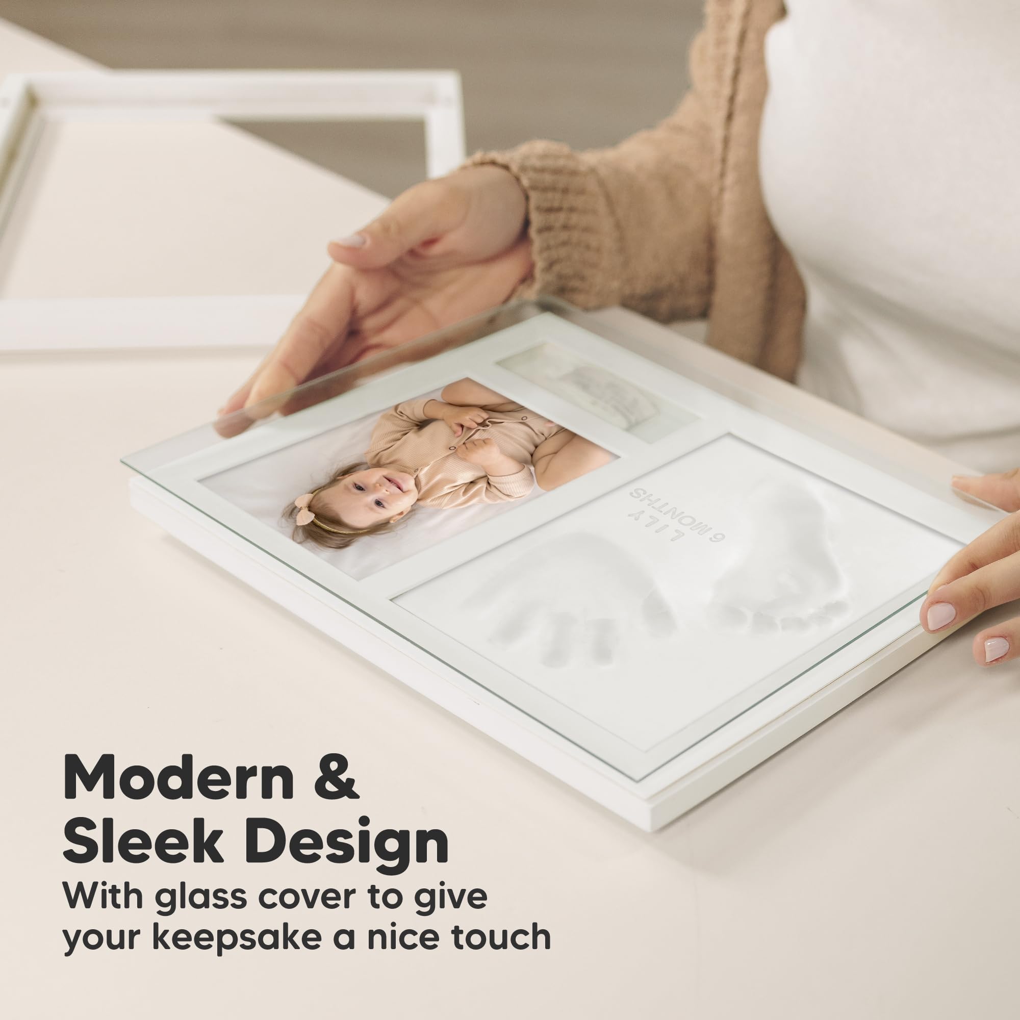 KeaBabies sturdy wood frame with real glass guards precious keepsakes.