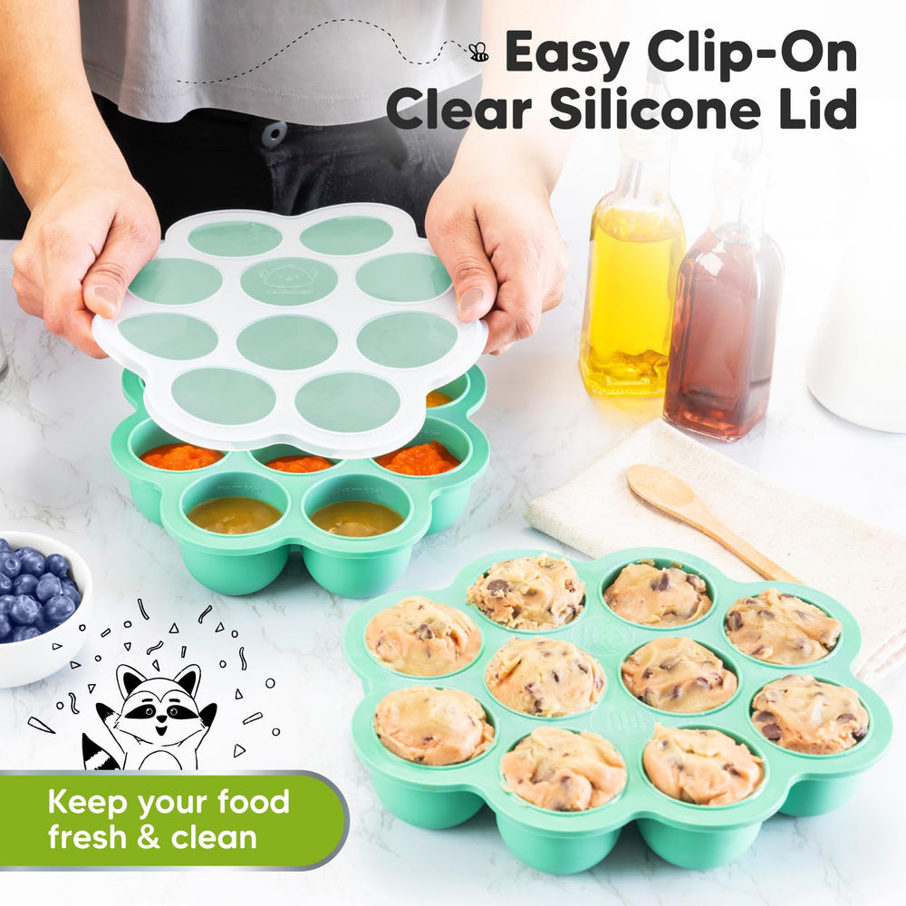 KeaBabies freezer tray wide base minimizes spills during transfer