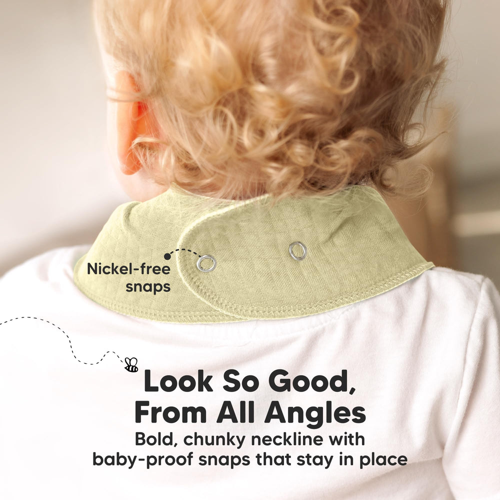 KeaBabies full-torso coverage bib keeps outfits cleaner during meals